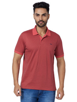 Park Avenue - Slim Fit Printed Red T-Shirt
