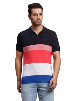 Parx - Regular Fit Stripes Blue T-Shirt