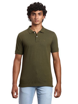 Parx - Regular Fit Solid Green T-Shirt
