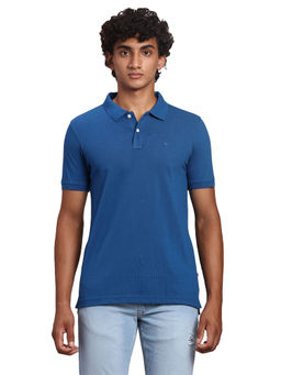 Parx - Regular Fit Solid Blue T-Shirt