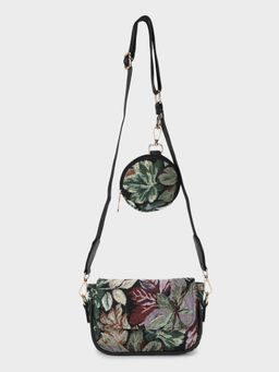 MINI WESST - Women's Floral Tapestry Crossbody Bag and Detachable Coin Pouch (Set of 2)