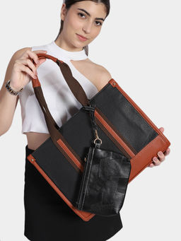 MINI WESST - Women's Tote Bag with Pouch and Adjustable Shoulder Strap (Set of 2)