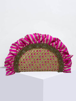 ODDCAT - Brocade Rani Pink Frill-Ah Clutch