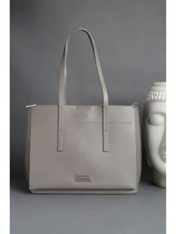 Van Heusen - Women Grey Solid Casual Tote Bag