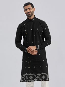Vastramay - Men Black Cotton Kurta