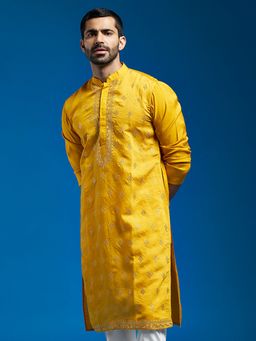 Vastramay - Men Yellow Chanderi Kurta