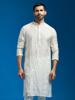Vastramay - Men Cream Silk Blend Kurta