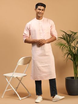 Vastramay - Men Peach Organic Cotton Kurta