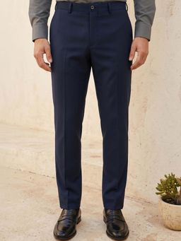 Louis Philippe - Men Navy Slim Formal Trousers