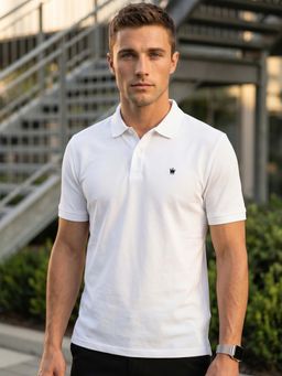 Louis Philippe - Men's Golf Leisure Pique Solid Polo T-shirt with Active Stretch