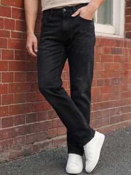 Louis Philippe - Men's Charcoal Regular Fit Mid-Rise Stretchable Jeans