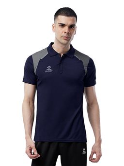 Shrey - Rio fit Navy Blue Activewear Colorblock Polo T-Shirt