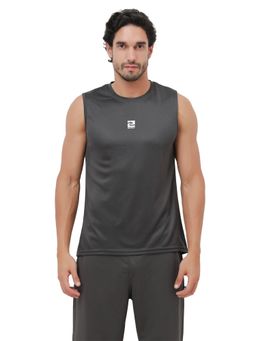 Shrey - Black Active Fit Solid Sleeveless Tank