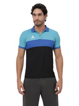 Shrey - Turquoise Fusion Activewear Colorblock Polo T-Shirt