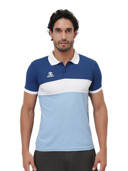 Shrey - Navy Blue Fusion Activewear Colorblock Polo T-Shirt