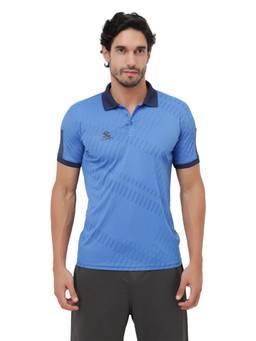 Shrey - Blue Surge Activewear Printed Polo T-Shirt