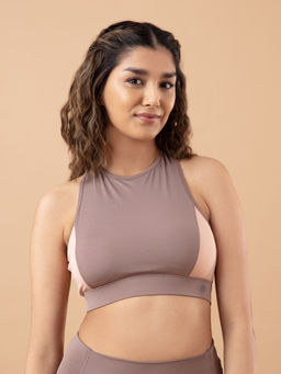 Nykd by Nykaa - Nykd All day Shape Up Sports Bra With Removeable Cookies - NYK008 Deep Taupe