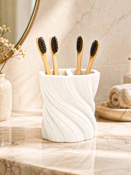 Voncasa - White Polyresin Toothbrush Holder