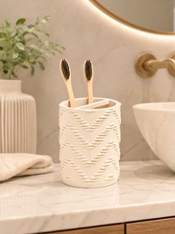 Voncasa - Off White Polyresin Toothbrush Holder