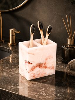 Voncasa - Ivory Rose Polyresin Toothbrush Holder
