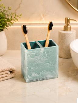 Voncasa - Ocean Mist Blue Polyresin Toothbrush Holder
