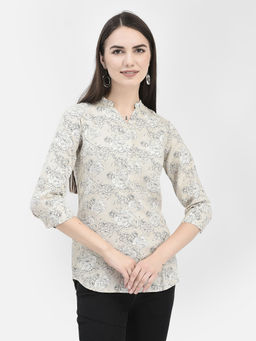 CRIMSOUNE CLUB - Women Floral Off White Top