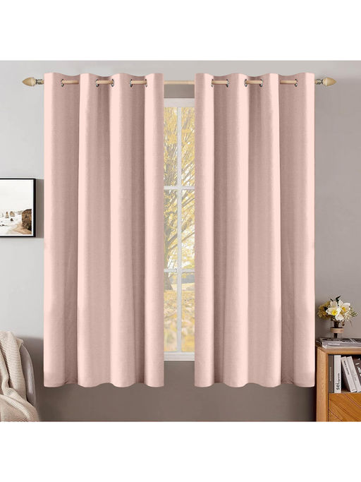 Cortina Pink Plain Blackout Curtains (Pack of 2)