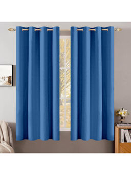 Cortina - Blue Plain Blackout Curtains (Pack of 2)