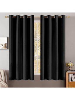 Cortina - Black Plain Blackout Curtains (Pack of 2)