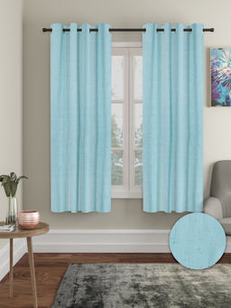 Cortina - Sky Blue Abstract Blackout Embossed Curtains (Pack of 2)