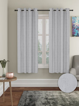 Cortina - Grey Abstract Blackout Embossed Curtains (Pack of 2)