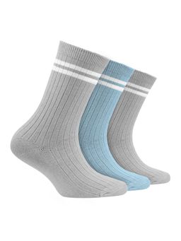 Footprints - Multi-Color Oduor Free Organic Cotton Bamboo Kids Ribbed Socks-Pack Of 3