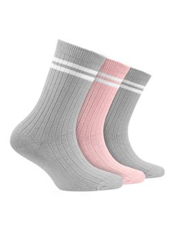 Footprints - Multi-Color Oduor Free Organic Cotton Bamboo Kids Ribbed Socks-Pack Of 3