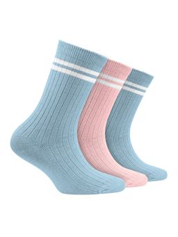 Footprints - Multi-Color Oduor Free Organic Cotton Bamboo Kids Ribbed Socks-Pack Of 3