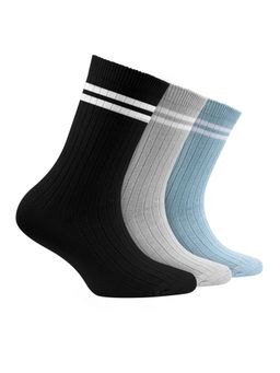 Footprints - Multi-Color Oduor Free Organic Cotton Bamboo Kids Ribbed Socks-Pack Of 3