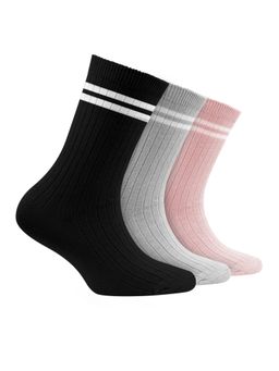 Footprints - Multi-Color Oduor Free Organic Cotton Bamboo Kids Ribbed Socks-Pack Of 3