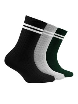 Footprints - Multi-Color Oduor Free Organic Cotton Bamboo Kids Ribbed Socks-Pack Of 3