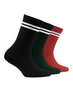 Footprints - Multi-Color Oduor Free Organic Cotton Bamboo Kids Ribbed Socks-Pack Of 3