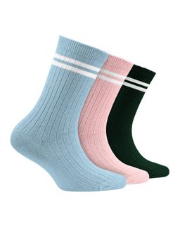 Footprints - Multi-Color Oduor Free Organic Cotton Bamboo Kids Ribbed Socks-Pack Of 3