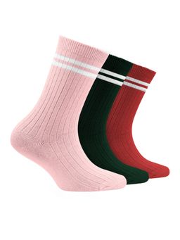 Footprints - Multi-Color Oduor Free Organic Cotton Bamboo Kids Ribbed Socks-Pack Of 3