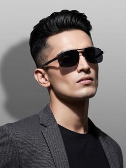 ROYAL SON - Black Polarized Retro Rectangle Sunglasses
