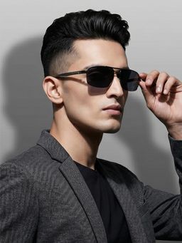 ROYAL SON - Black Polarized Retro Rectangle Sunglasses