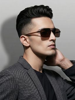 ROYAL SON - Brown Polarized Retro Rectangle Sunglasses