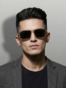ROYAL SON - Black Polarized Retro Rectangle Sunglasses
