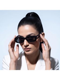 PERKEY - Unisex Rectangle UV Protected Polarized Black Sunglasses - PRKY006-C1 (53)
