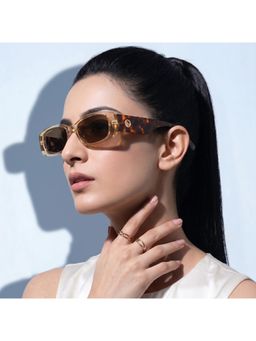 PERKEY - Unisex Rectangle UV Protected Polarized Brown Sunglasses - PRKY006-C2 (53)