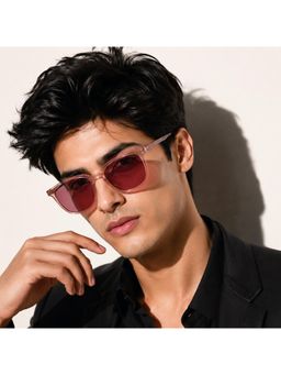PERKEY - Unisex Square UV Protected Polarized Pink Sunglasses - PRKY008-C3 (56)