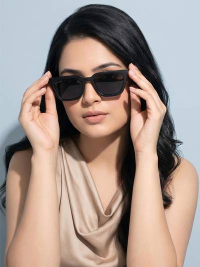 Square Polarized Men Women Sunglasses Black Lens - CHI00126-C4