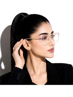 ROYAL SON - Half Rim Pink Gold Anti Glare Blue Cut Spectacles Frames Women- SF0084-C4 (46)