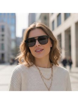 ROYAL SON - Metal Silver Frame Black Lens Oval Rimless Sunglasses- Dusk_Monochrome_20276 (50)